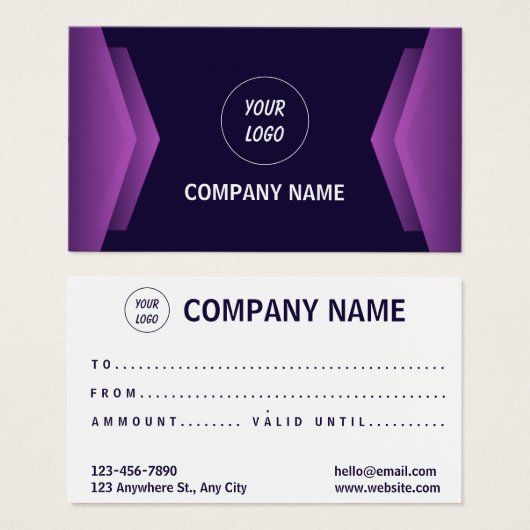 Paarse en witte moderne geschenk Kaart (Voorkant /achterkant)