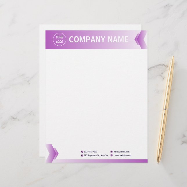 Paarse en witte moderne professional briefhoofd (Voorkant / Achterkant in situ)
