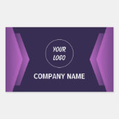 Paarse en witte moderne professional rechthoekige sticker (Voorkant)