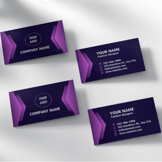 Paarse en witte moderne professional visitekaartje