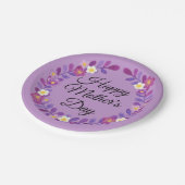 Paarse en witte Moederdag en bladeren Papieren Bordje (Gekanteld)