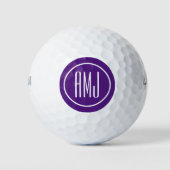 Paarse en witte monogram aanpassen golfballen (Voorkant)