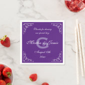 paarse en witte monogram bruiloft servetten (Insitu)