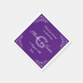paarse en witte monogram bruiloft servetten (Hoek)