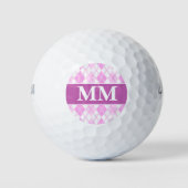 Paarse en witte monogram Initiaal Golfballen (Voorkant)