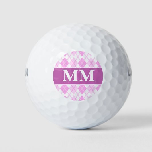 Paarse en witte monogram Initiaal Golfballen (Voorkant)
