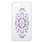 Paarse en Witte Monogram iPhone Case (Achterkant)