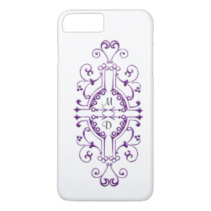 Paarse en Witte Monogram iPhone Case