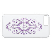 Paarse en Witte Monogram iPhone Case (Achterkant (Horizontaal))