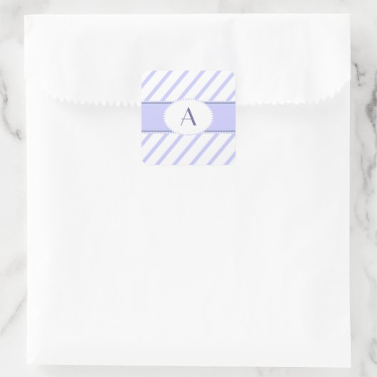 Paarse en witte monogram sticker (Tas)