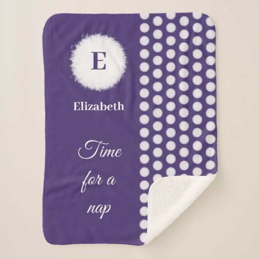 Paarse en witte monogram tijd voor een dutje sherpa deken (Voorkant)