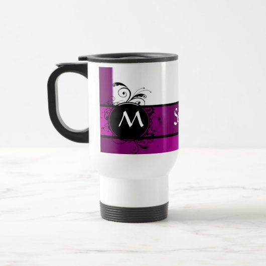 Paarse en witte monogrammen reisbeker (Links)