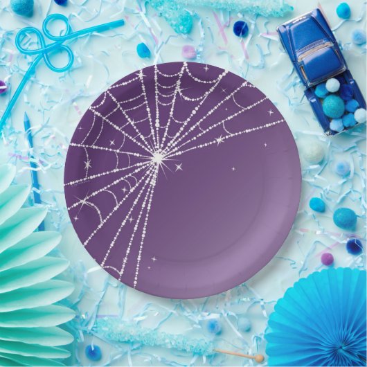 Paarse en witte mousserende diamant Web Papieren Bordje (Feest)