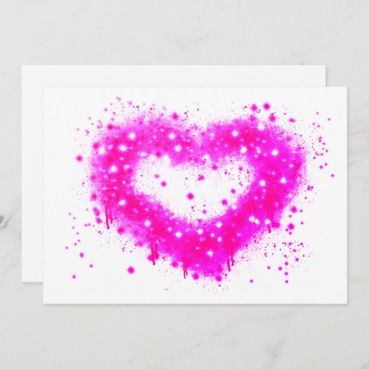 Paarse en witte mousserende graffiti hartontwerp feestdagenkaart (Voorkant / Achterkant)