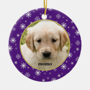 Paarse en witte neusvlokken Pet Cat of Dog Keramisch Ornament