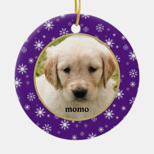 Paarse en witte neusvlokken Pet kat of hond Keramisch Ornament (Voorkant)