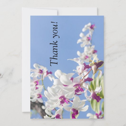 Paarse en witte orchidee bloemen bedankkaart (Voorkant)