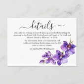 Paarse en witte Orchidee bruiloft Details Informatiekaartje (Voorkant)