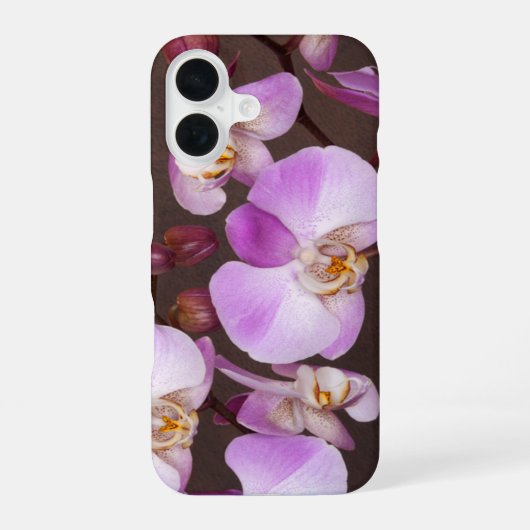 Paarse en Witte Orchidee Close-Up Foto iPhone 16 Hoesje (Achterkant)