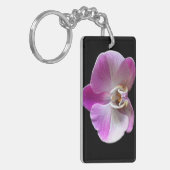 Paarse en witte orchidee sleutelhanger (Voorkant Links)
