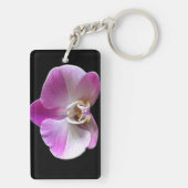 Paarse en witte orchidee sleutelhanger (achterkant)