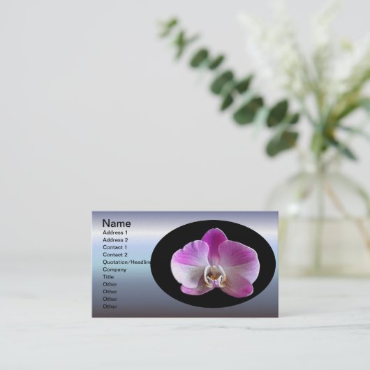 Paarse en witte orchidee visitekaartje (Staand voorkant)