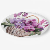 Paarse en witte orchideeën bruiloft papieren bordje (Gekanteld)