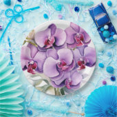 Paarse en witte orchideeën bruiloft papieren bordje (Feest)