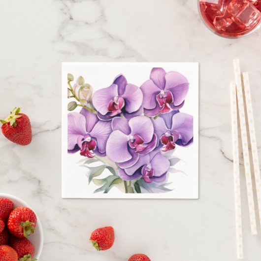 Paarse en witte orchideeën bruiloft servet (Insitu)