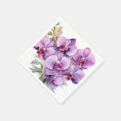Paarse en witte orchideeën bruiloft servet (Hoek)