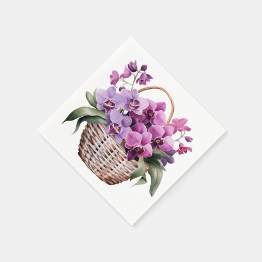 Paarse en witte orchideeën bruiloft servet (Hoek)