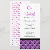 Paarse en witte pacock Baby shower Kaart (Voorkant / Achterkant)