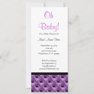 Paarse en witte pacock Baby shower Kaart
