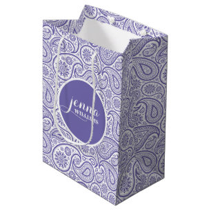 Paarse en witte  paisley Damaskers Medium Cadeauzakje