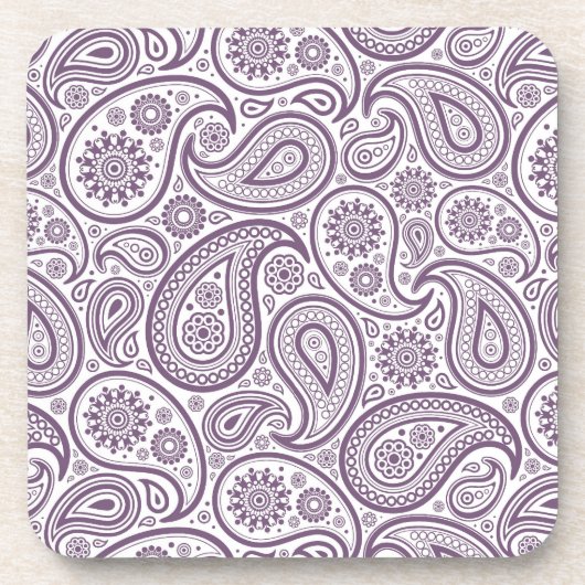 Paarse en witte  Paisley Pattern Bier Onderzetter (Voorkant)