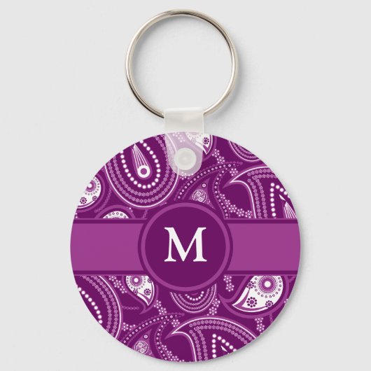 Paarse en witte paisley sleutelhanger (Voorkant)