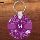 Paarse en witte paisley sleutelhanger (Voorkant)