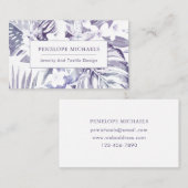 Paarse en witte palmbladeren Visitekaartje (Voorkant / Achterkant)