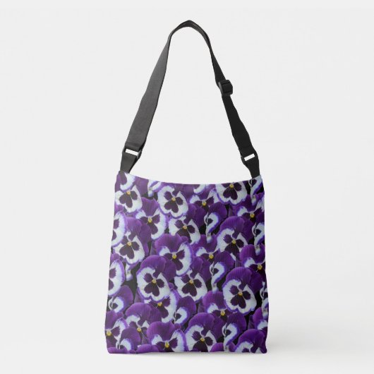 Paarse en witte panelen, volledige print_cross-bod crossbody tas (Voorkant)