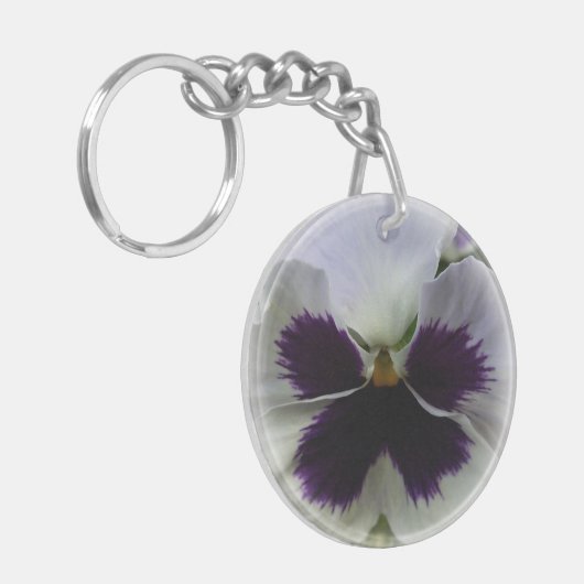 Paarse en witte paniek sleutelhanger (Voorkant Links)