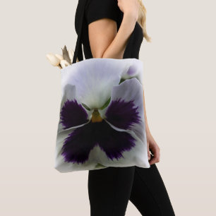 Paarse en witte paniek tote bag