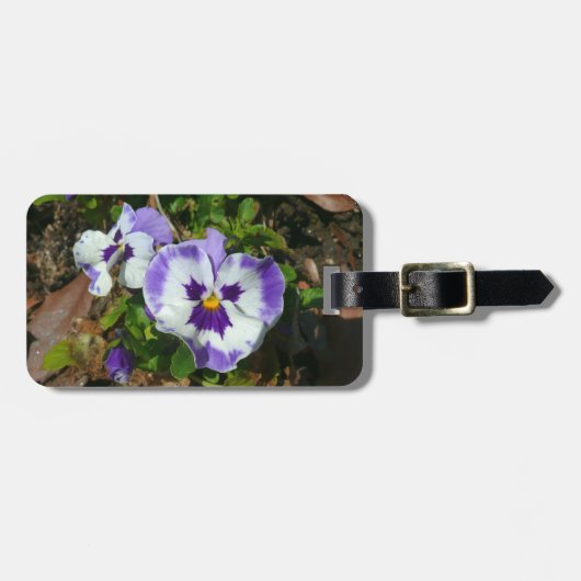Paarse en witte pansieën, kleurrijke Floral Bagagelabel (Voorkant horizontaal)