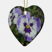 Paarse en witte pansieën, kleurrijke Floral Keramisch Ornament (Links)