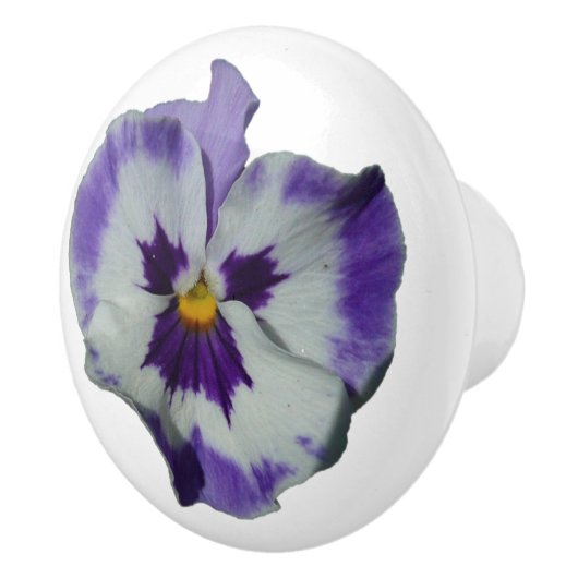 Paarse en witte pansieën, kleurrijke Floral Keramische Knop (Rechts)