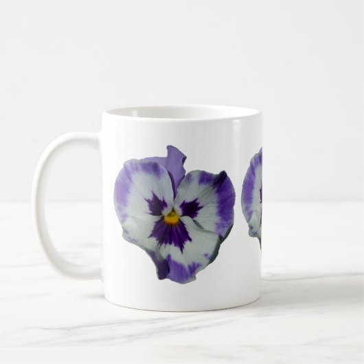 Paarse en witte pansieën, kleurrijke Floral Koffiemok (Links)