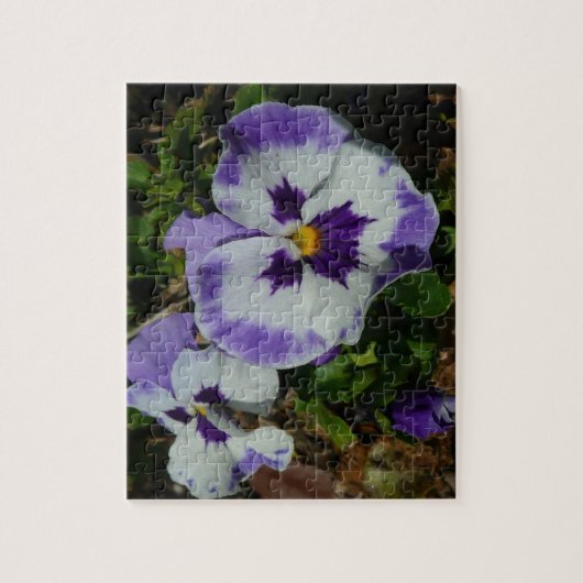 Paarse en witte pansieën, kleurrijke Floral Legpuzzel (Verticaal)