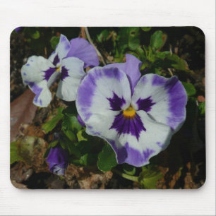 Paarse en witte pansieën, kleurrijke Floral Muismat