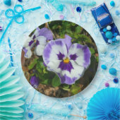 Paarse en witte pansieën, kleurrijke Floral Papieren Bordje (Feest)