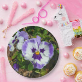 Paarse en witte pansieën, kleurrijke Floral Papieren Bordje (Feest)