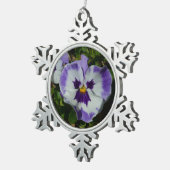 Paarse en witte pansieën, kleurrijke Floral Tin Sneeuwvlok Ornament (Rechts)